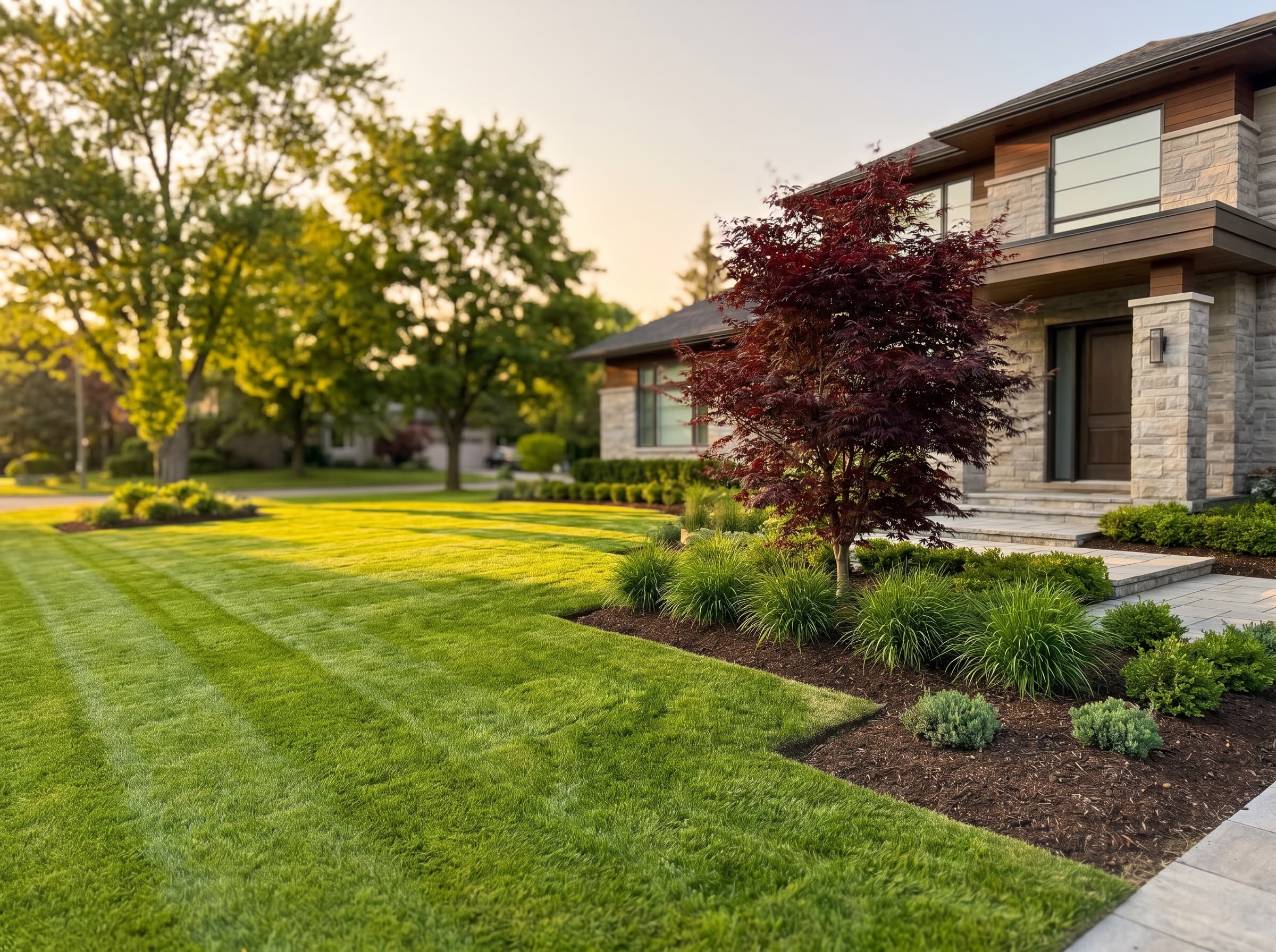 Premium Oakville residential property after a McCoy seasonal landscape maintenance visit